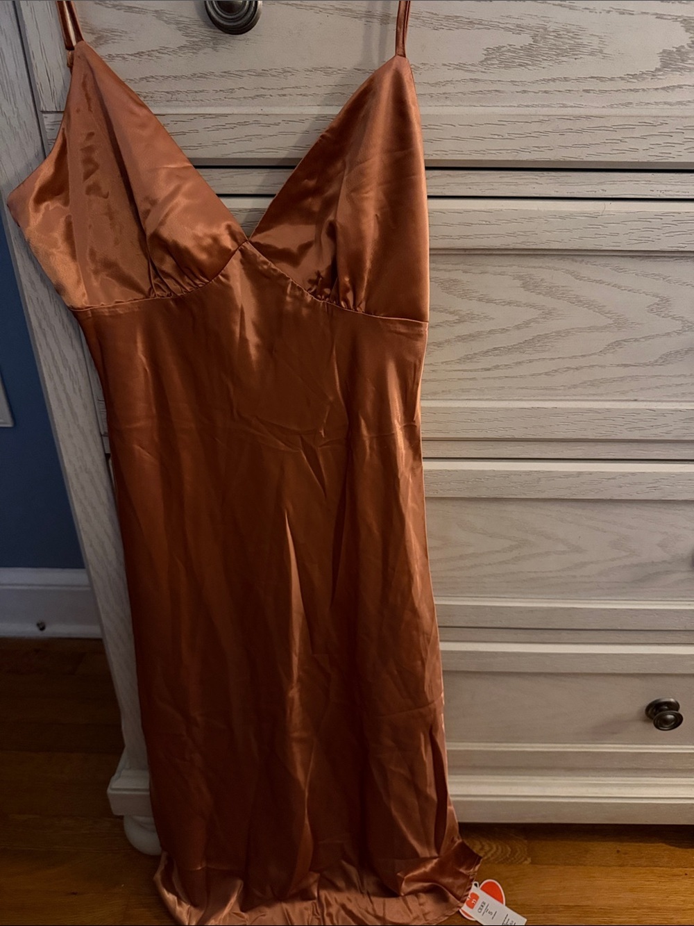 Satin Slip Dress in Copper